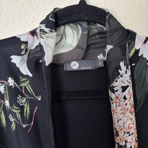 M Made in Italy Silk Floral Sheer Longline Open Front Lightweight Cardigan - Picture 2 of 13
